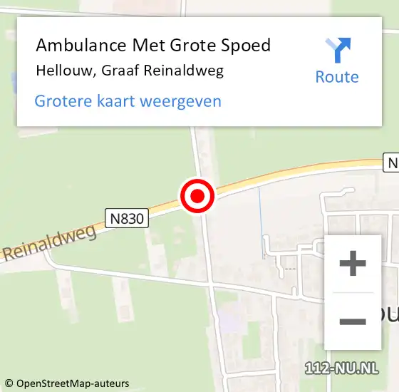 Locatie op kaart van de 112 melding: Ambulance Met Grote Spoed Naar Hellouw, Graaf Reinaldweg op 29 december 2017 15:30
