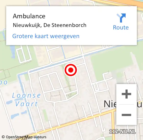 Locatie op kaart van de 112 melding: Ambulance Nieuwkuijk, De Steenenborch op 29 december 2017 20:24