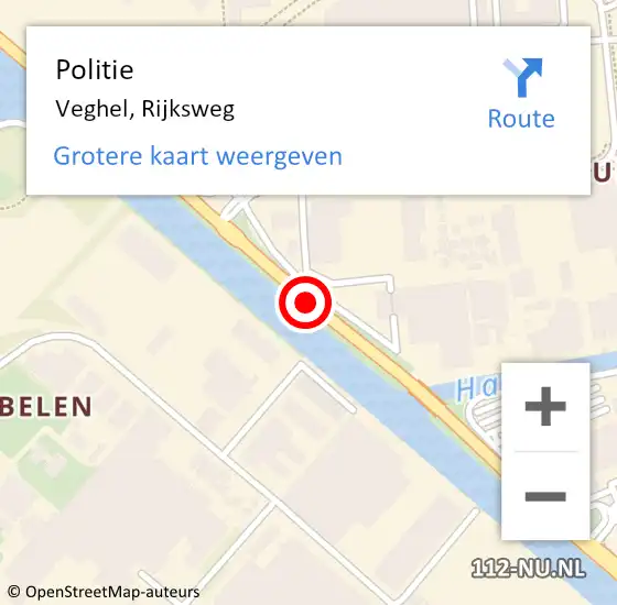 Locatie op kaart van de 112 melding: Politie Veghel, Rijksweg op 29 december 2017 20:41