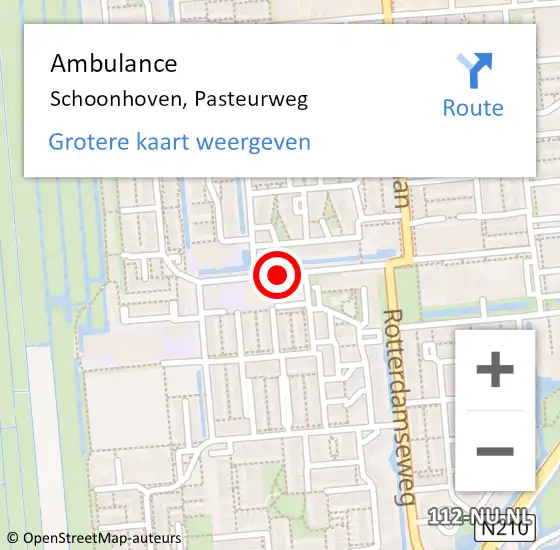 Locatie op kaart van de 112 melding: Ambulance Schoonhoven, Pasteurweg op 29 december 2017 21:08
