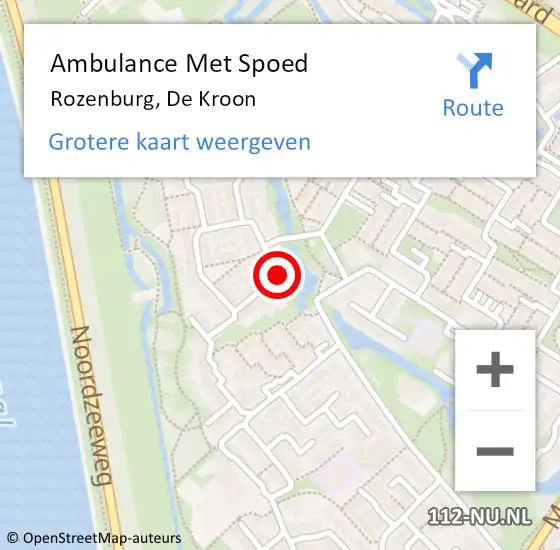 Locatie op kaart van de 112 melding: Ambulance Met Spoed Naar Rozenburg, De Kroon op 29 december 2017 21:16