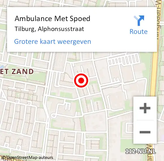 Locatie op kaart van de 112 melding: Ambulance Met Spoed Naar Tilburg, Alphonsusstraat op 29 december 2017 21:58