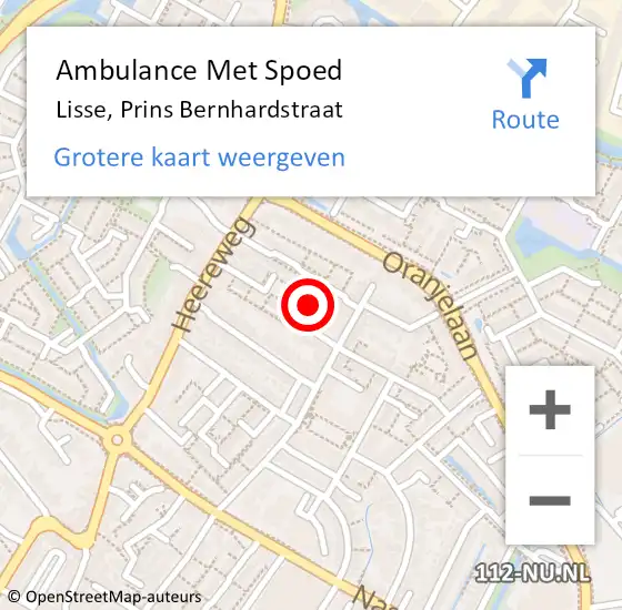 Locatie op kaart van de 112 melding: Ambulance Met Spoed Naar Lisse, Prins Bernhardstraat op 30 december 2017 02:18