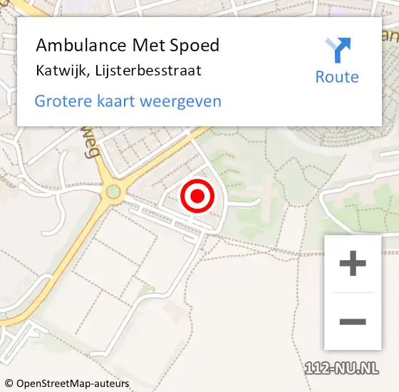 Locatie op kaart van de 112 melding: Ambulance Met Spoed Naar Katwijk, Lijsterbesstraat op 30 december 2017 06:08