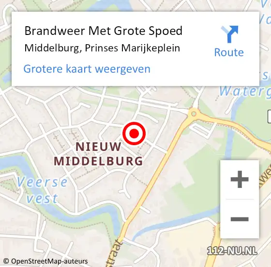 Locatie op kaart van de 112 melding: Brandweer Met Grote Spoed Naar Middelburg, Prinses Marijkeplein op 30 december 2017 06:58