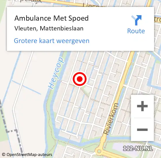 Locatie op kaart van de 112 melding: Ambulance Met Spoed Naar Vleuten, Mattenbieslaan op 30 december 2017 07:56