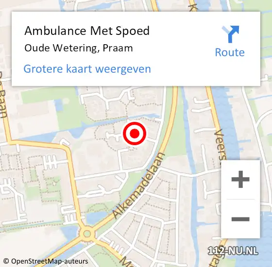 Locatie op kaart van de 112 melding: Ambulance Met Spoed Naar Oude Wetering, Praam op 30 december 2017 08:34