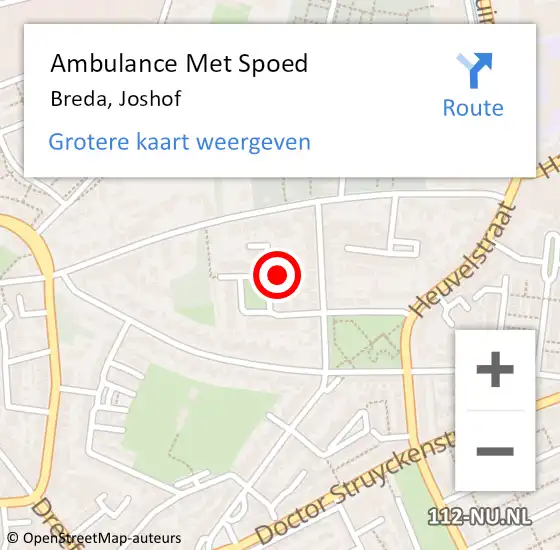 Locatie op kaart van de 112 melding: Ambulance Met Spoed Naar Breda, Joshof op 30 december 2017 10:03