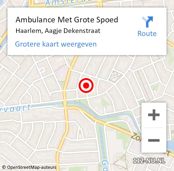 Locatie op kaart van de 112 melding: Ambulance Met Grote Spoed Naar Haarlem, Aagje Dekenstraat op 30 december 2017 11:02
