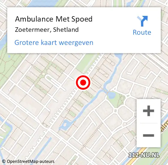 Locatie op kaart van de 112 melding: Ambulance Met Spoed Naar Zoetermeer, Shetland op 30 december 2017 12:50