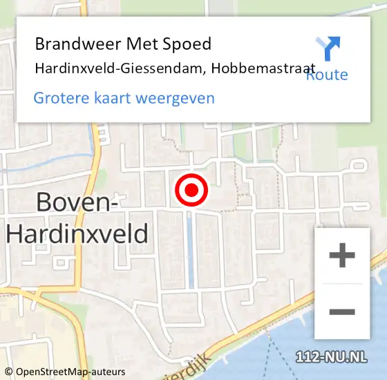 Locatie op kaart van de 112 melding: Brandweer Met Spoed Naar Hardinxveld-Giessendam, Hobbemastraat op 30 december 2017 16:18