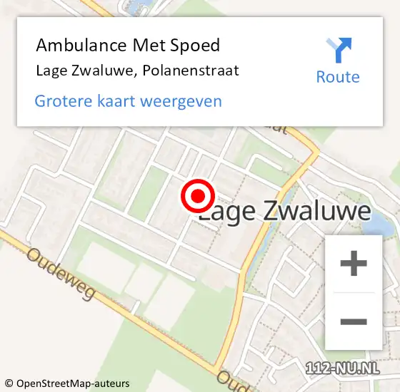 Locatie op kaart van de 112 melding: Ambulance Met Spoed Naar Lage Zwaluwe, Polanenstraat op 30 december 2017 17:17