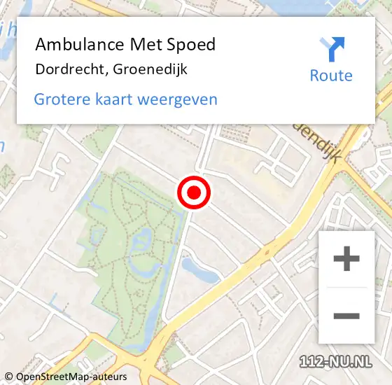 Locatie op kaart van de 112 melding: Ambulance Met Spoed Naar Dordrecht, Groenedijk op 30 december 2017 17:58