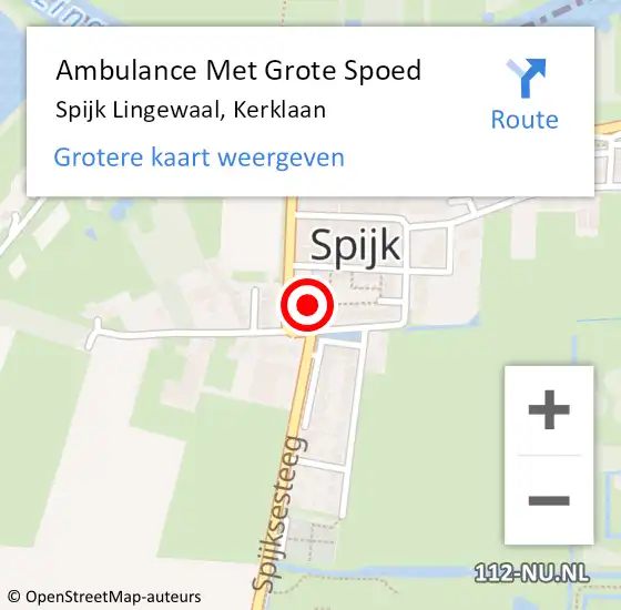 Locatie op kaart van de 112 melding: Ambulance Met Grote Spoed Naar Spijk Lingewaal, Kerklaan op 30 december 2017 18:54