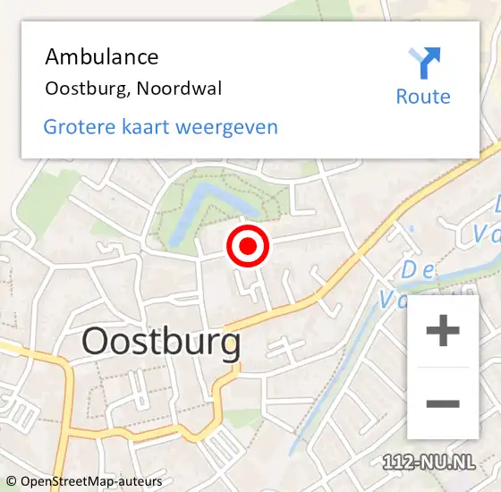 Locatie op kaart van de 112 melding: Ambulance Oostburg, Noordwal op 30 december 2017 21:23