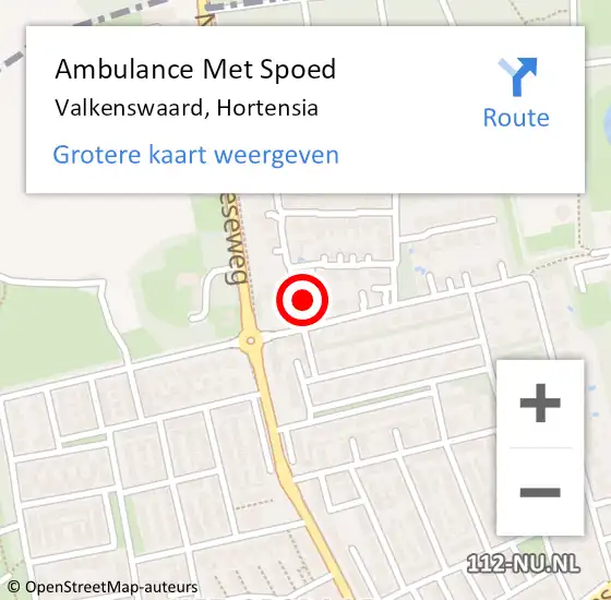 Locatie op kaart van de 112 melding: Ambulance Met Spoed Naar Valkenswaard, Hortensia op 30 december 2017 23:21