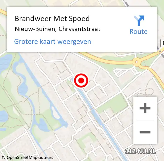 Locatie op kaart van de 112 melding: Brandweer Met Spoed Naar Nieuw-Buinen, Chrysantstraat op 31 december 2017 01:40