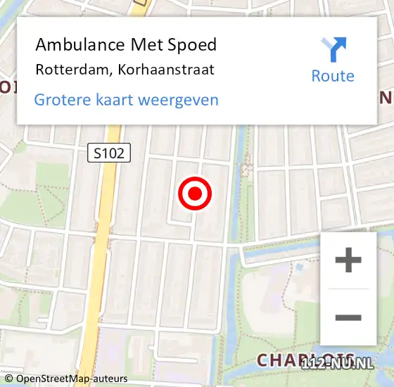 Locatie op kaart van de 112 melding: Ambulance Met Spoed Naar Rotterdam, Korhaanstraat op 31 december 2017 02:40