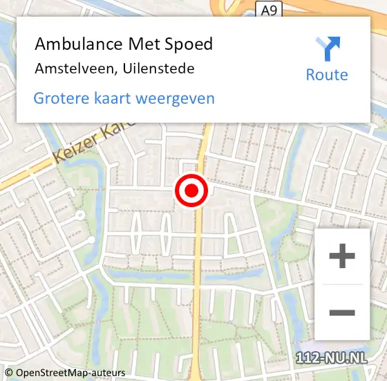 Locatie op kaart van de 112 melding: Ambulance Met Spoed Naar Amstelveen, Spinnerij op 31 december 2017 04:49