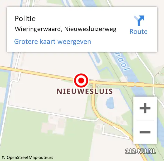 Locatie op kaart van de 112 melding: Politie Wieringerwaard, Nieuwesluizerweg op 31 december 2017 10:10