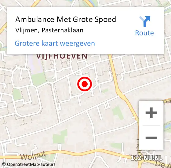 Locatie op kaart van de 112 melding: Ambulance Met Grote Spoed Naar Vlijmen, Pasternaklaan op 31 december 2017 10:31