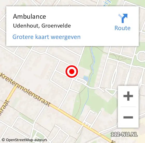 Locatie op kaart van de 112 melding: Ambulance Udenhout, Groenvelde op 31 december 2017 11:18