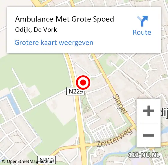 Locatie op kaart van de 112 melding: Ambulance Met Grote Spoed Naar Odijk, De Vork op 31 december 2017 11:23