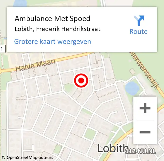 Locatie op kaart van de 112 melding: Ambulance Met Spoed Naar Lobith, Frederik Hendrikstraat op 31 december 2017 11:55