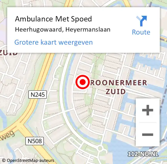 Locatie op kaart van de 112 melding: Ambulance Met Spoed Naar Heerhugowaard, Heyermanslaan op 31 december 2017 14:46