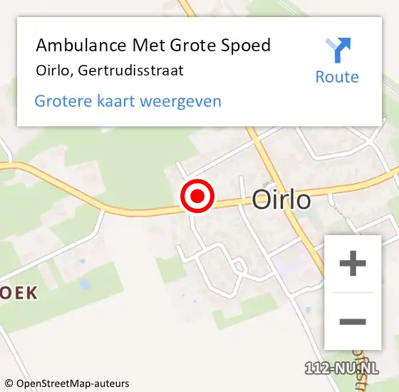 Locatie op kaart van de 112 melding: Ambulance Met Grote Spoed Naar Oirlo, Gertrudisstraat op 31 december 2017 17:44