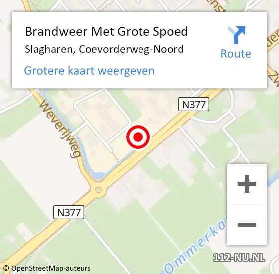 Locatie op kaart van de 112 melding: Brandweer Met Grote Spoed Naar Slagharen, Coevorderweg-Noord op 31 december 2017 18:23