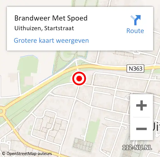 Locatie op kaart van de 112 melding: Brandweer Met Spoed Naar Uithuizen, Startstraat op 31 december 2017 20:03