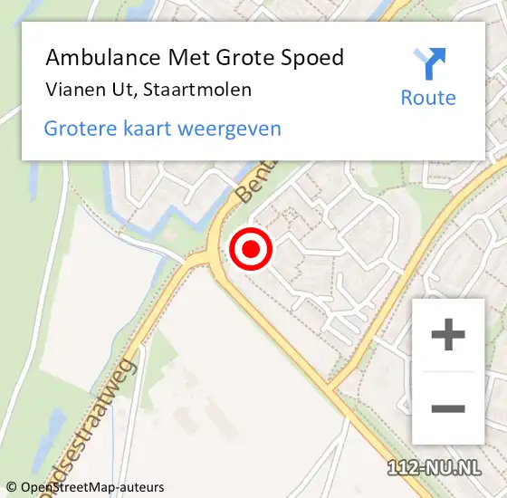 Locatie op kaart van de 112 melding: Ambulance Met Grote Spoed Naar Vianen Ut, Staartmolen op 31 december 2017 21:03