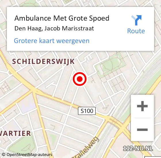 Locatie op kaart van de 112 melding: Ambulance Met Grote Spoed Naar Den Haag, Jacob Marisstraat op 31 december 2017 21:48