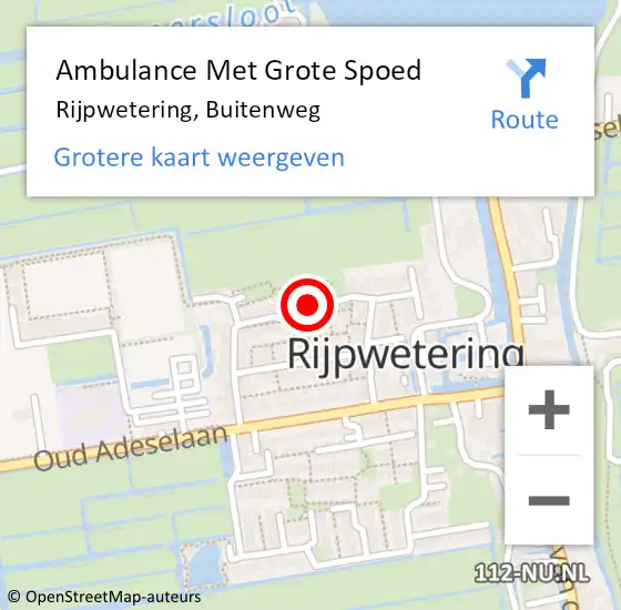 Locatie op kaart van de 112 melding: Ambulance Met Grote Spoed Naar Rijpwetering, Buitenweg op 31 december 2017 22:57