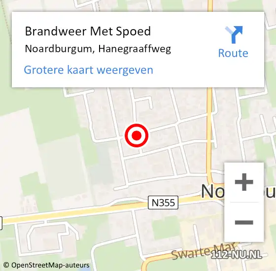 Locatie op kaart van de 112 melding: Brandweer Met Spoed Naar Noardburgum, Hanegraaffweg op 31 december 2017 23:25
