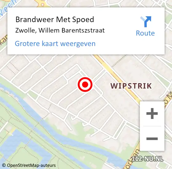 Locatie op kaart van de 112 melding: Brandweer Met Spoed Naar Zwolle, Willem Barentszstraat op 1 januari 2018 00:16