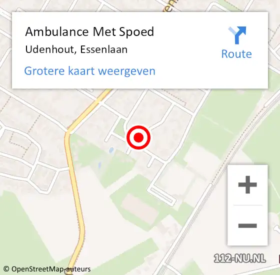 Locatie op kaart van de 112 melding: Ambulance Met Spoed Naar Udenhout, Essenlaan op 1 januari 2018 00:18