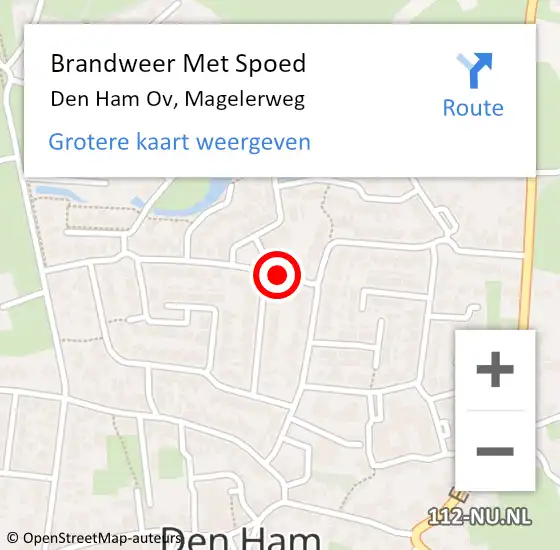 Locatie op kaart van de 112 melding: Brandweer Met Spoed Naar Den Ham Ov, Magelerweg op 1 januari 2018 00:36