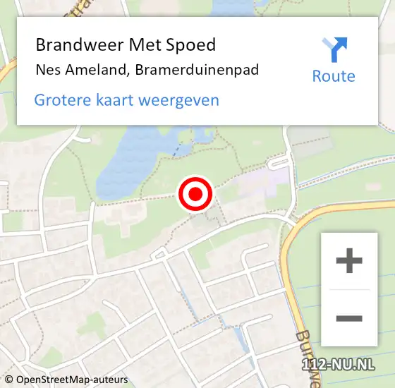 Locatie op kaart van de 112 melding: Brandweer Met Spoed Naar Nes Ameland, Bramerduinenpad op 1 januari 2018 01:06