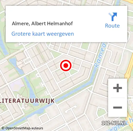 Locatie op kaart van de 112 melding:  Almere, Albert Helmanhof op 1 januari 2018 01:12