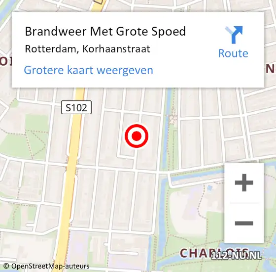Locatie op kaart van de 112 melding: Brandweer Met Grote Spoed Naar Rotterdam, Korhaanstraat op 1 januari 2018 01:16