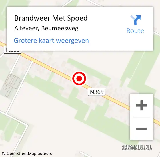 Locatie op kaart van de 112 melding: Brandweer Met Spoed Naar Alteveer, Beumeesweg op 1 januari 2018 01:16