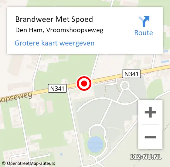 Locatie op kaart van de 112 melding: Brandweer Met Spoed Naar Den Ham, Vroomshoopseweg op 1 januari 2018 02:25