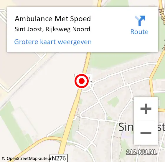 Locatie op kaart van de 112 melding: Ambulance Met Spoed Naar Sint Joost, Rijksweg Noord op 1 januari 2018 03:07