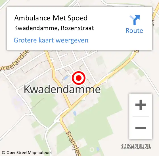 Locatie op kaart van de 112 melding: Ambulance Met Spoed Naar Kwadendamme, Rozenstraat op 11 februari 2014 17:23