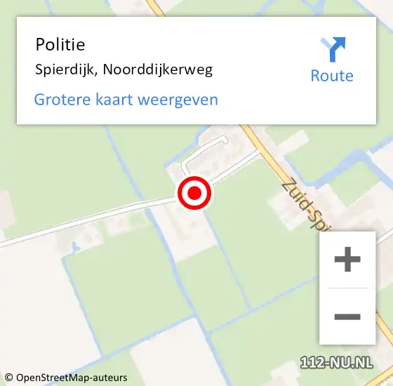 Locatie op kaart van de 112 melding: Politie Spierdijk, Noorddijkerweg op 1 januari 2018 05:05