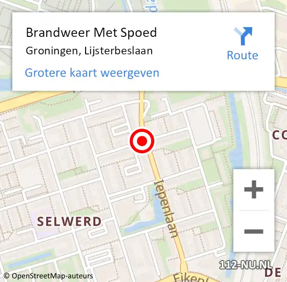 Locatie op kaart van de 112 melding: Brandweer Met Spoed Naar Groningen, Lijsterbeslaan op 1 januari 2018 05:11