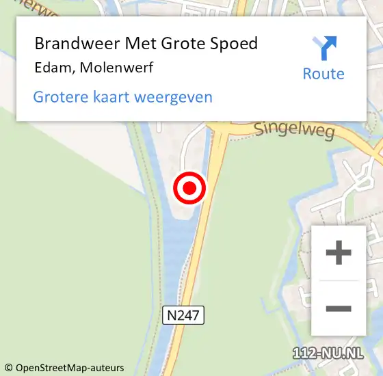 Locatie op kaart van de 112 melding: Brandweer Met Grote Spoed Naar Edam, Molenwerf op 1 januari 2018 08:29