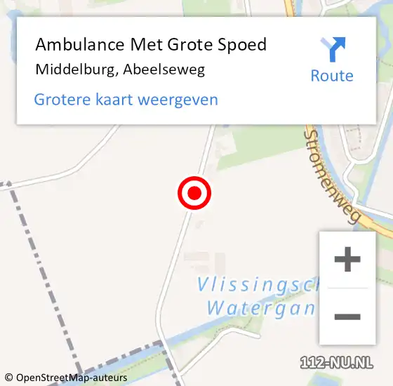 Locatie op kaart van de 112 melding: Ambulance Met Grote Spoed Naar Middelburg, Abeelseweg op 1 januari 2018 11:11